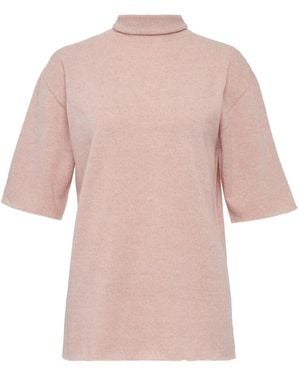 Jil Sander Mock-Neck Cashmere T-Shirt - Pink