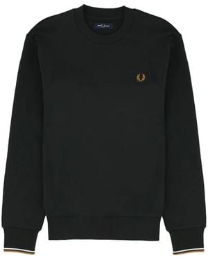 Fred Perry Logo-Embroidered Tipped-Cuff Sweatshirt - Black