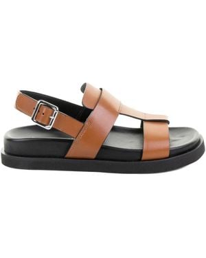 Guglielmo Rotta バックル レザーサンダル - ブラウン