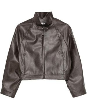Low Classic Zipped Cropped Jacket - Brown