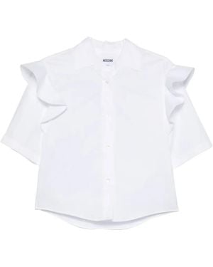 Moschino Ruffled-Detailing Short-Sleeved Shirt - White