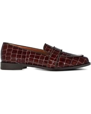 Aquazzura Martin Crocodile-Effect Loafers - Brown
