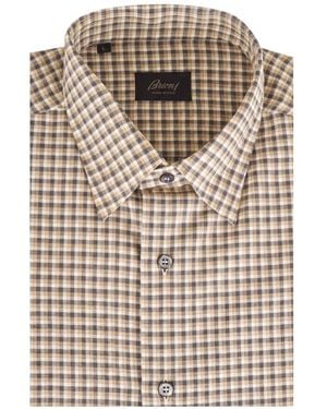 Brioni Check-Pattern Shirt - White