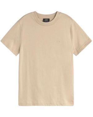 A.P.C. Logo-Embroidered T-Shirt - Natural