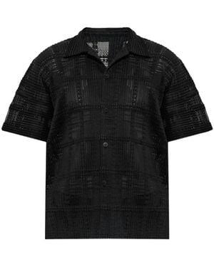 Homme Plissé Issey Miyake Chemise Plissée À Manches Courtes - Black