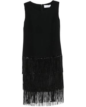 DE SANTIS Sequin-Embellished Fringed Midi Dress - Black