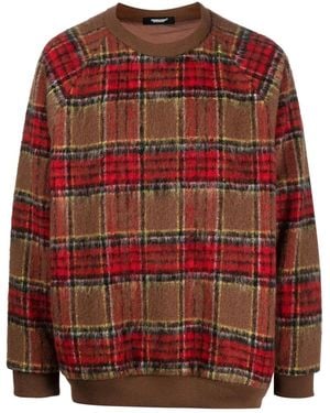 Undercover Plaid-Check Sweatshirt - Red