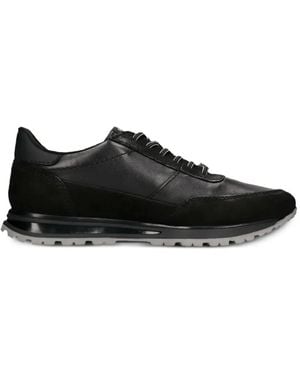 Bugatti Panelled Logo-Print Trainers - Black