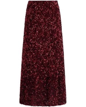 Alice + Olivia Sequined Flared Midi-Skirt - Brown
