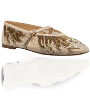 Kat Maconie Jonna Sequin-Embellishment Ballet Flats - Natural