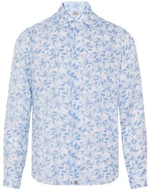 Sonrisa Leaf-Print Long-Sleeve Shirt - Blue