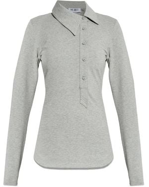 The Attico Cotton Polo Shirt - Grey