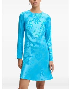 Never Fully Dressed Long-Sleeve Printed Dress - Blue