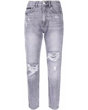 Philipp Plein ダメージ クロップドジーンズ - グレー