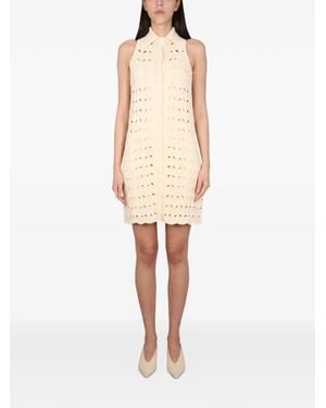 Max Mara Rivle Pointelle Button Mini Dress - Natural
