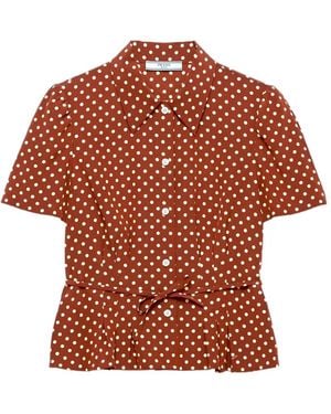 Prada Polka-Dot Marocain Shirt - Red