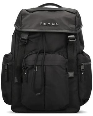 Premiata Logo-Plaque Buckled Backpack - Black