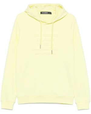 KARL LAGERFELD Slogan-Embossed Hoodie - Yellow