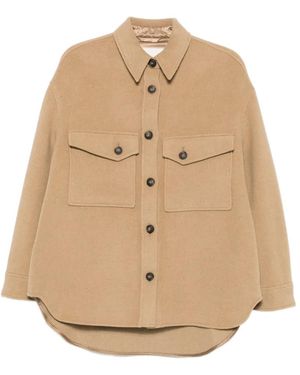 Closed Button-Up Shirt Jacket - Natural