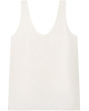 Another Tomorrow Silk Tank Top - White
