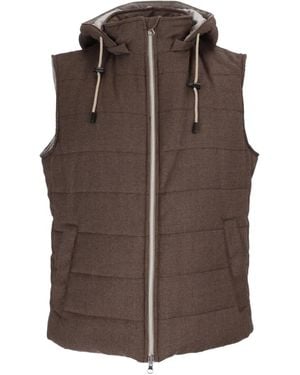 L.B.M. 1911 Quilted Hooded Gilet - Brown