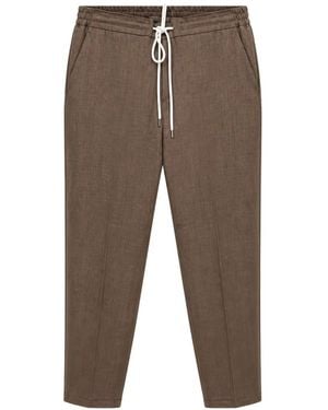 Tombolini Drawstring-Waist Tapered Pants - Brown