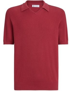 Brunello Cucinelli Vネック Tシャツ - レッド
