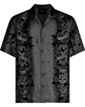 John Richmond Skull-Print Short-Sleeve Shirt - Black