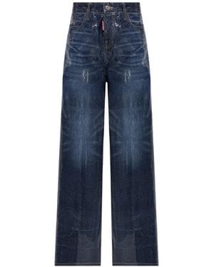 DSquared² Sequin-Embellished Baggy Jeans - Blue