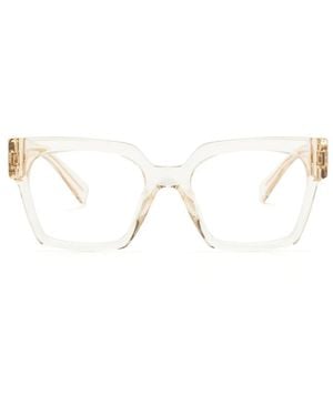 Miu Miu Transparente Brille Mit Eckigem Gestell - Natur