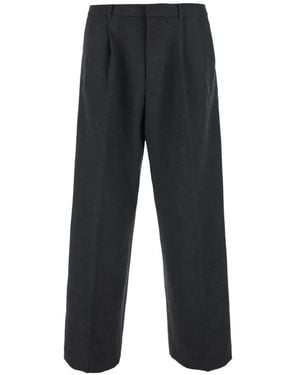 DUNST Pleated Straight-Leg Trousers - Black