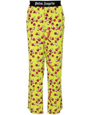 Palm Angels Cherry-Print Trousers - Yellow