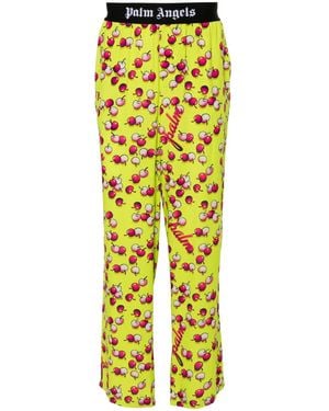 Palm Angels Cherry-Print Trousers - Yellow