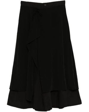 Yohji Yamamoto Twill Backside Draped Trousers - Black
