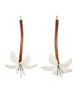 Tory Burch Boucles D'Oreilles Curiosity Flower - White