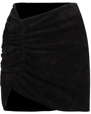 The Mannei Leather Short Draped Skirt - ブラック