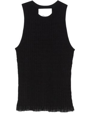 3.1 Phillip Lim Ribbed-Knit Ruffled Top - Black