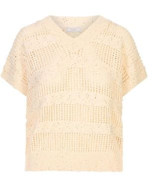 Peserico Sequin-Embellished Short-Sleeve Jumper - Natural