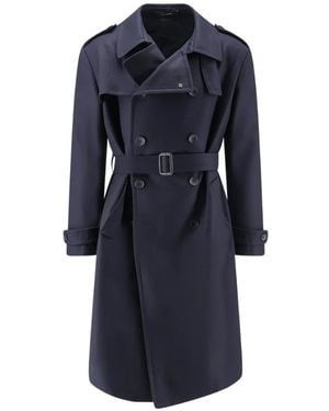 Tagliatore Double-Breasted Belted Trench Coat - Blue