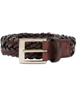 Lardini Braided Leather Belt - Brown