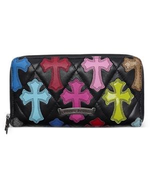 Chrome Hearts Cross Quilted Leather Wallet - Blue