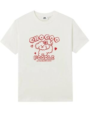 Chocoolate Poodle Print T-Shirt - White