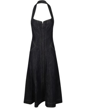 Self-Portrait Halterneck Panelled Midi Dress - Black