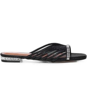 Kurt Geiger Crystal Strap Flat Mules - White
