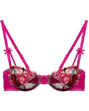 Fleur du Mal Soutien-Gorge Balconnet À Broderie Papillon - Pink
