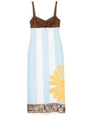 Cala De La Cruz Nara Striped Midi Dress - Metallic