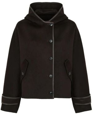 Yves Salomon Hooded Cashmere Wool Jacket - Black