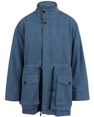 Jovonna London Lyris Button Flap Pocket Jacket - Blue