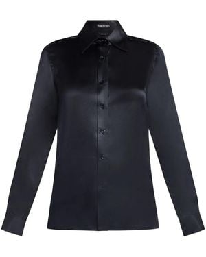 Tom Ford Silk-Charmeuse Shirt - Blue