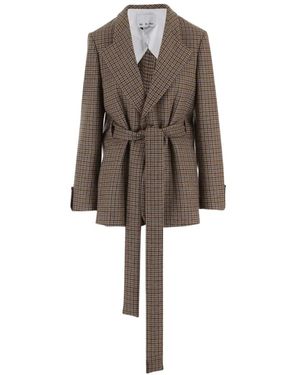 Sa Su Phi Belted Checked Blazer - Natural